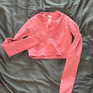 Pink Bo&tee crop long sleeve zip